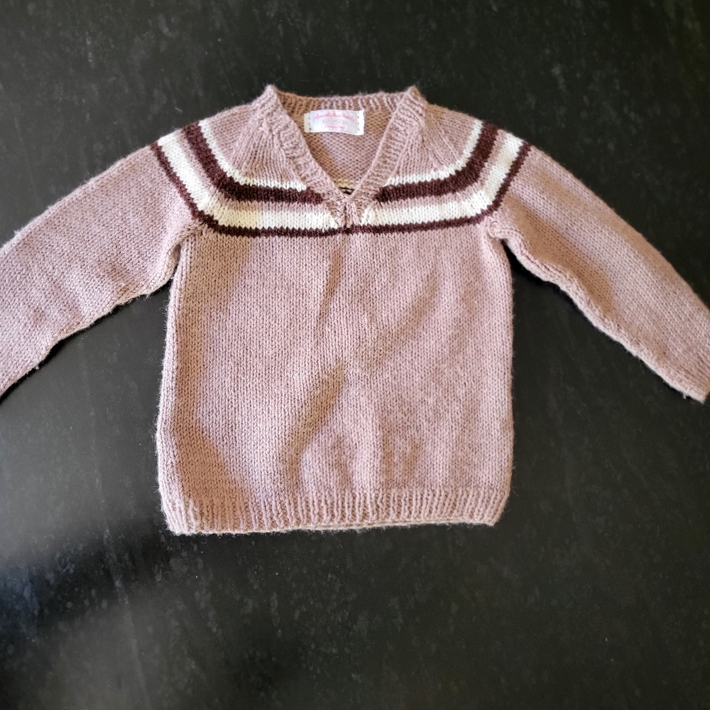 Handmade vintage toddler boys sweater in tan knit 2T - Picture 2 of 5